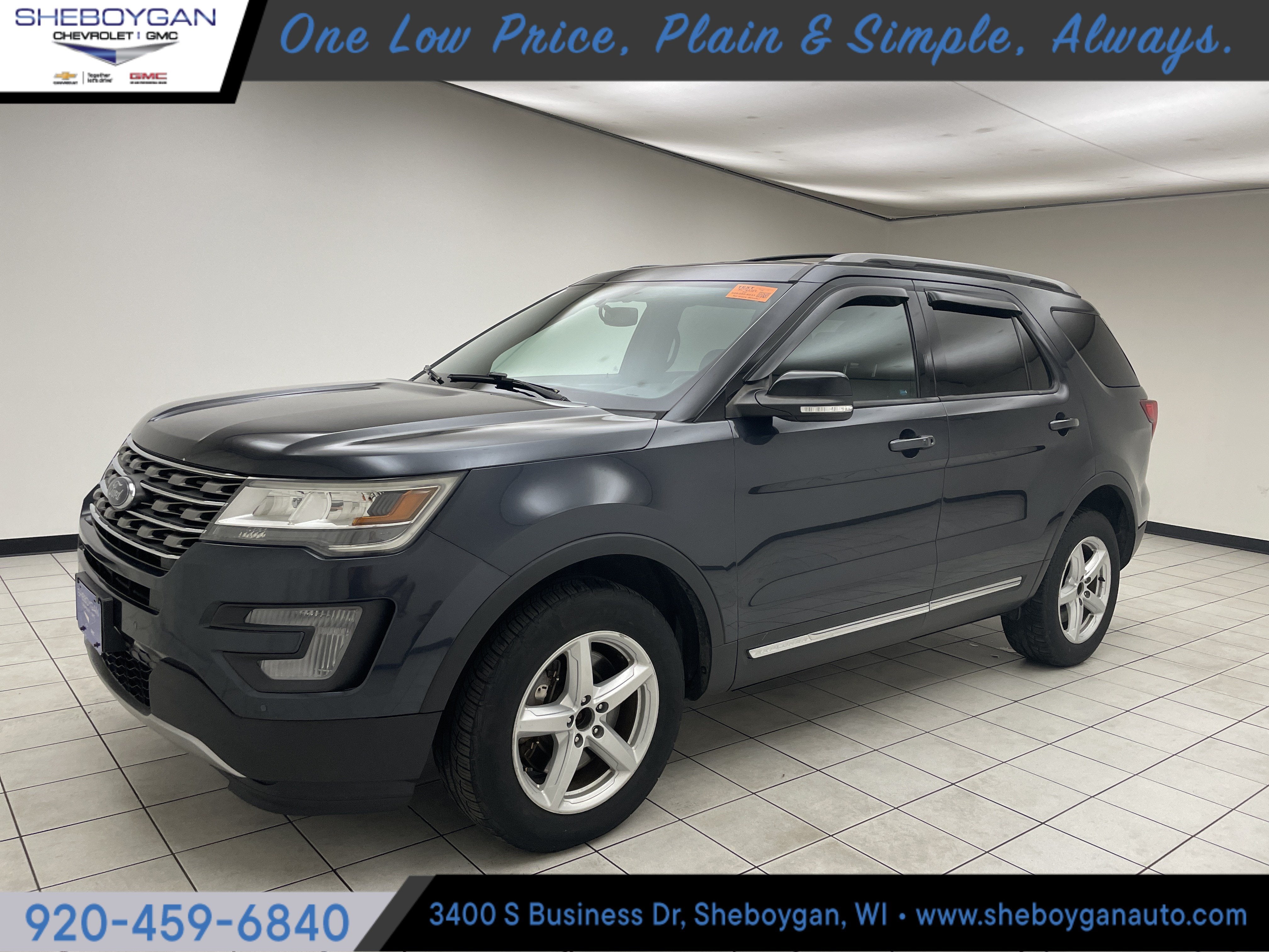 2017 Ford Explorer XLT in Gray — front three-quarter view