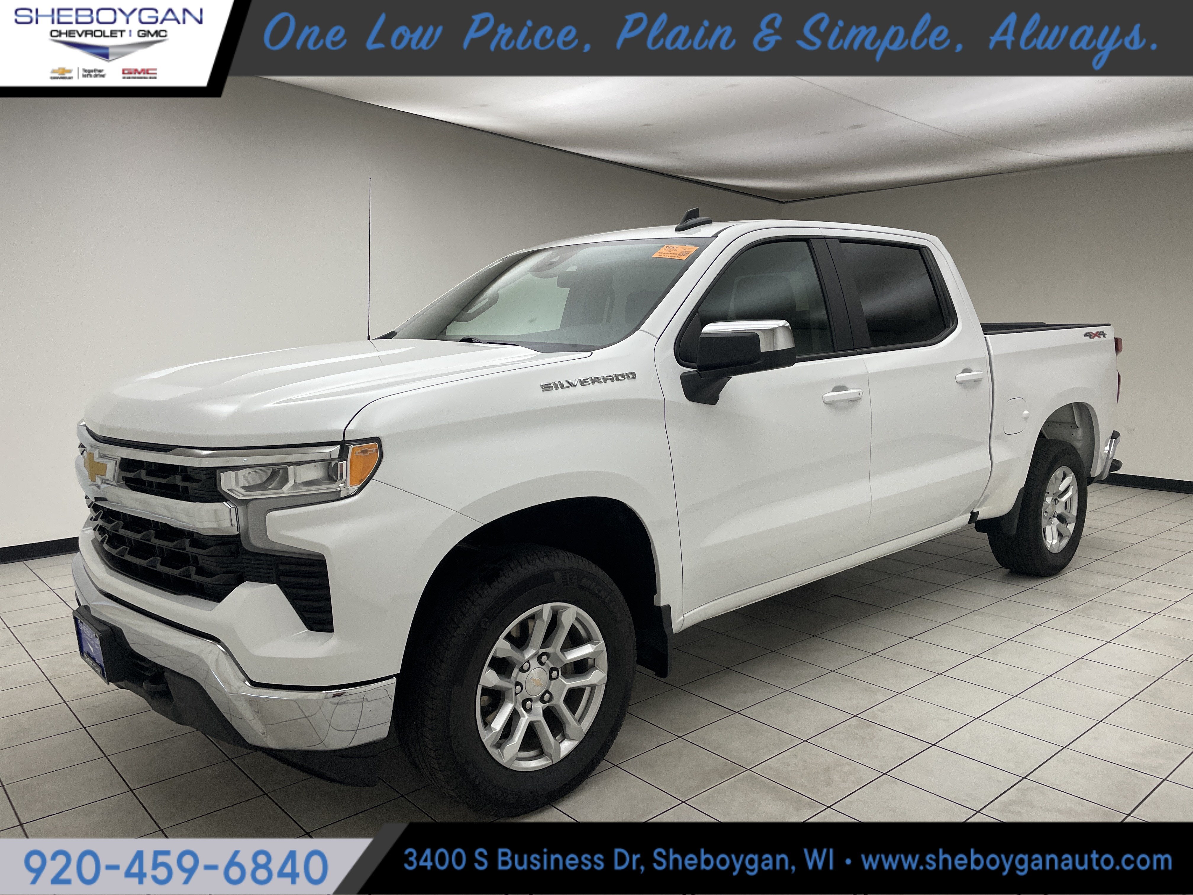 2023 Chevrolet Silverado 1500 LT (2FL) in Summit White — front three-quarter view