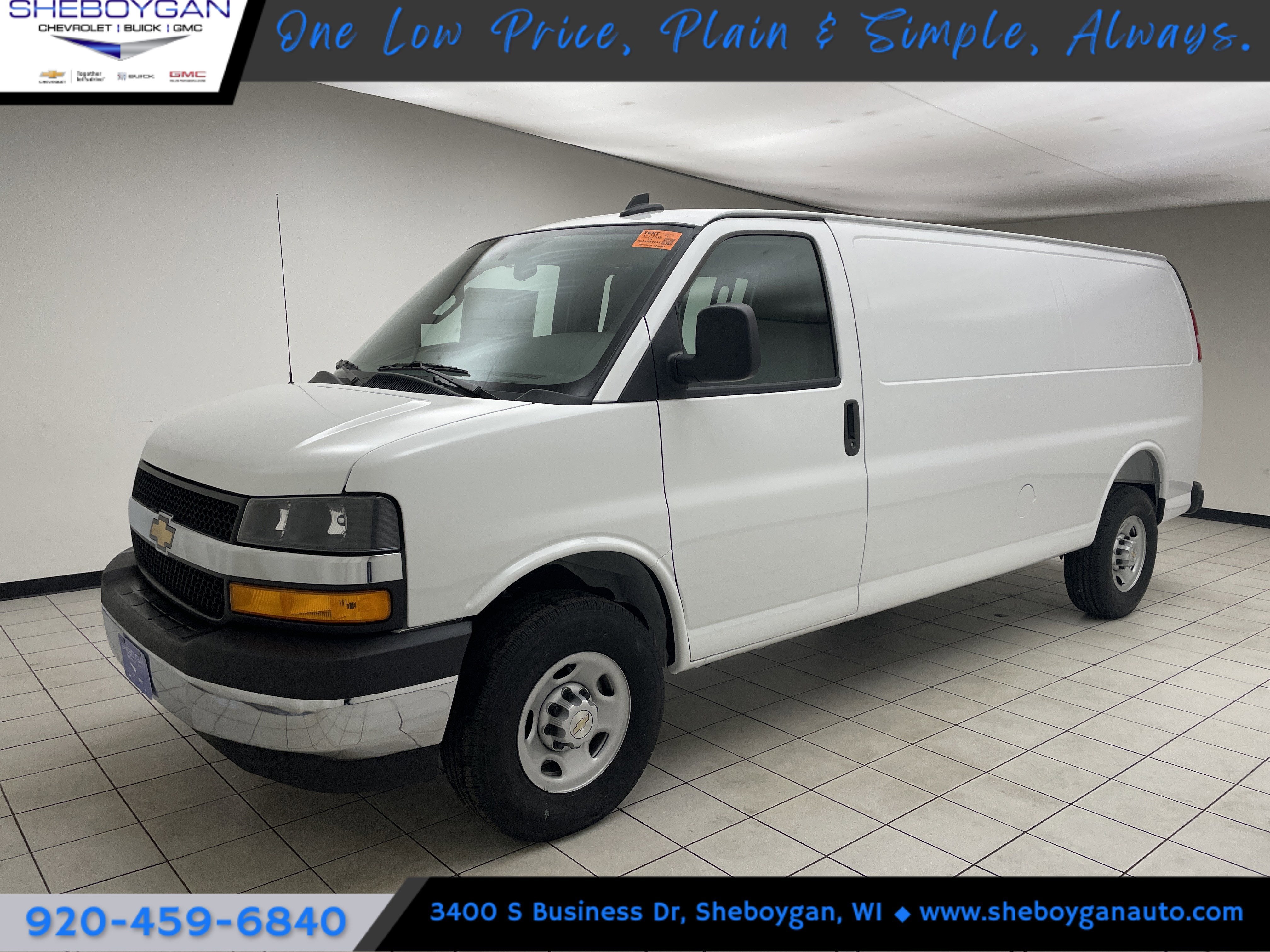 2025 Chevrolet Express Cargo WT in Summit White — front three-quarter view