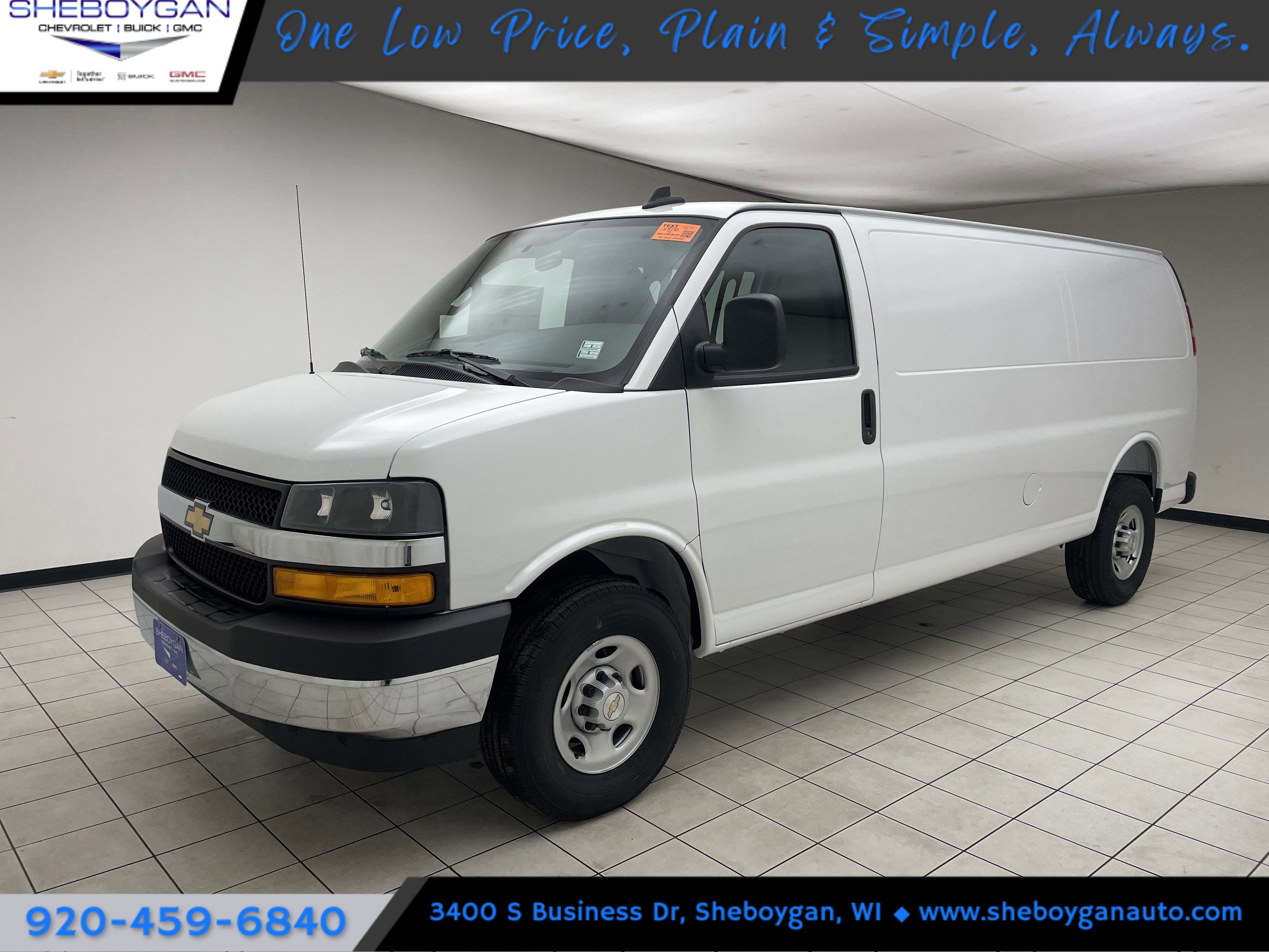 2025 Chevrolet Express Cargo WT in Summit White — front three-quarter view