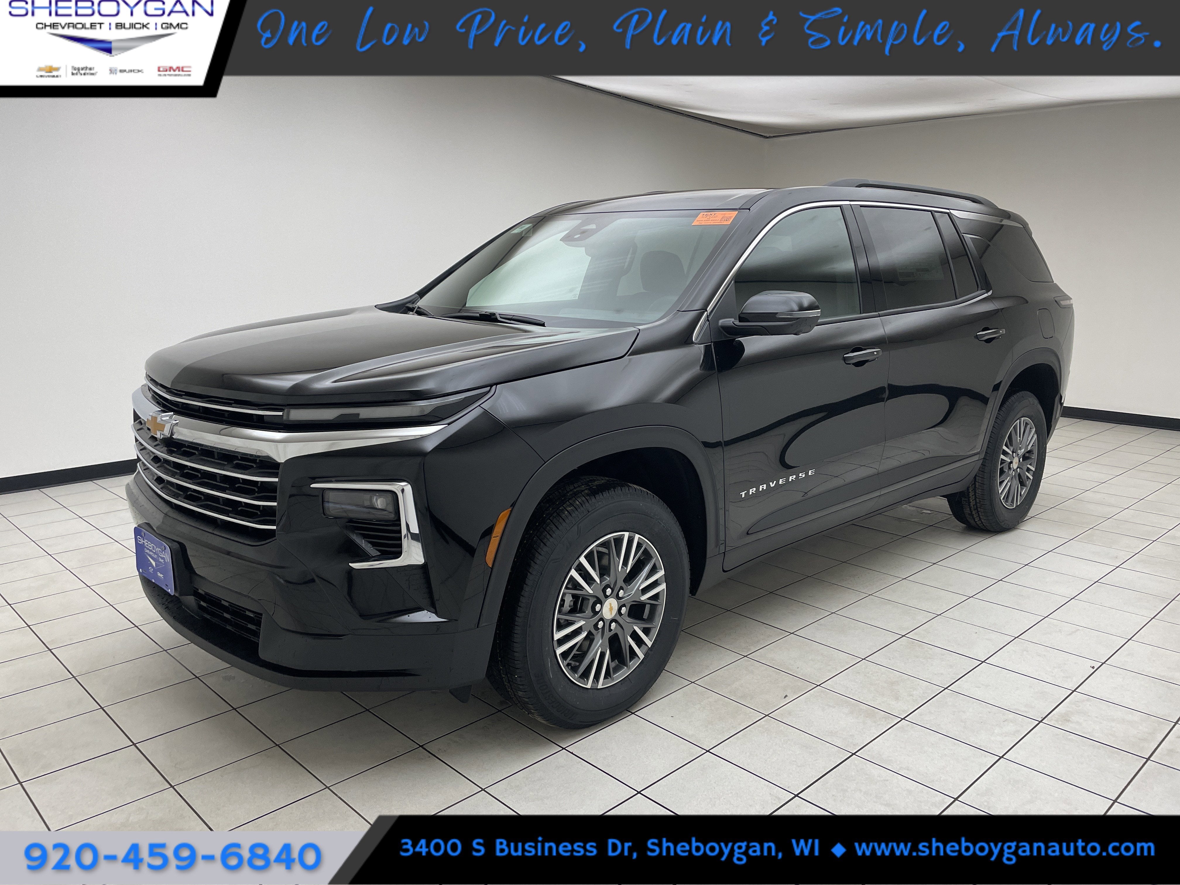 2026 Chevrolet Traverse LT in Mosaic Black Metallic — front three-quarter view
