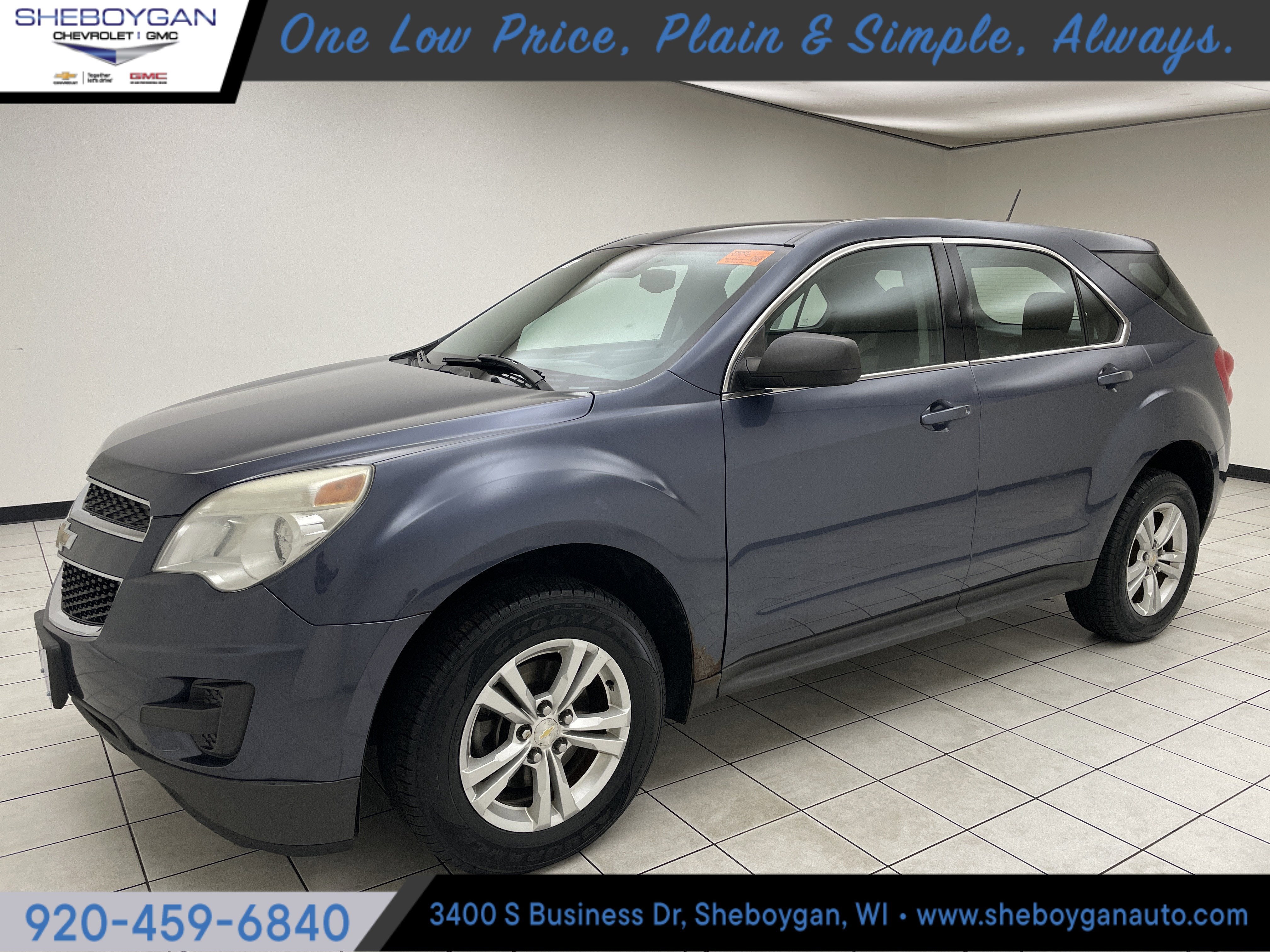2013 Chevrolet Equinox LS in Atlantis Blue Metallic — front three-quarter view