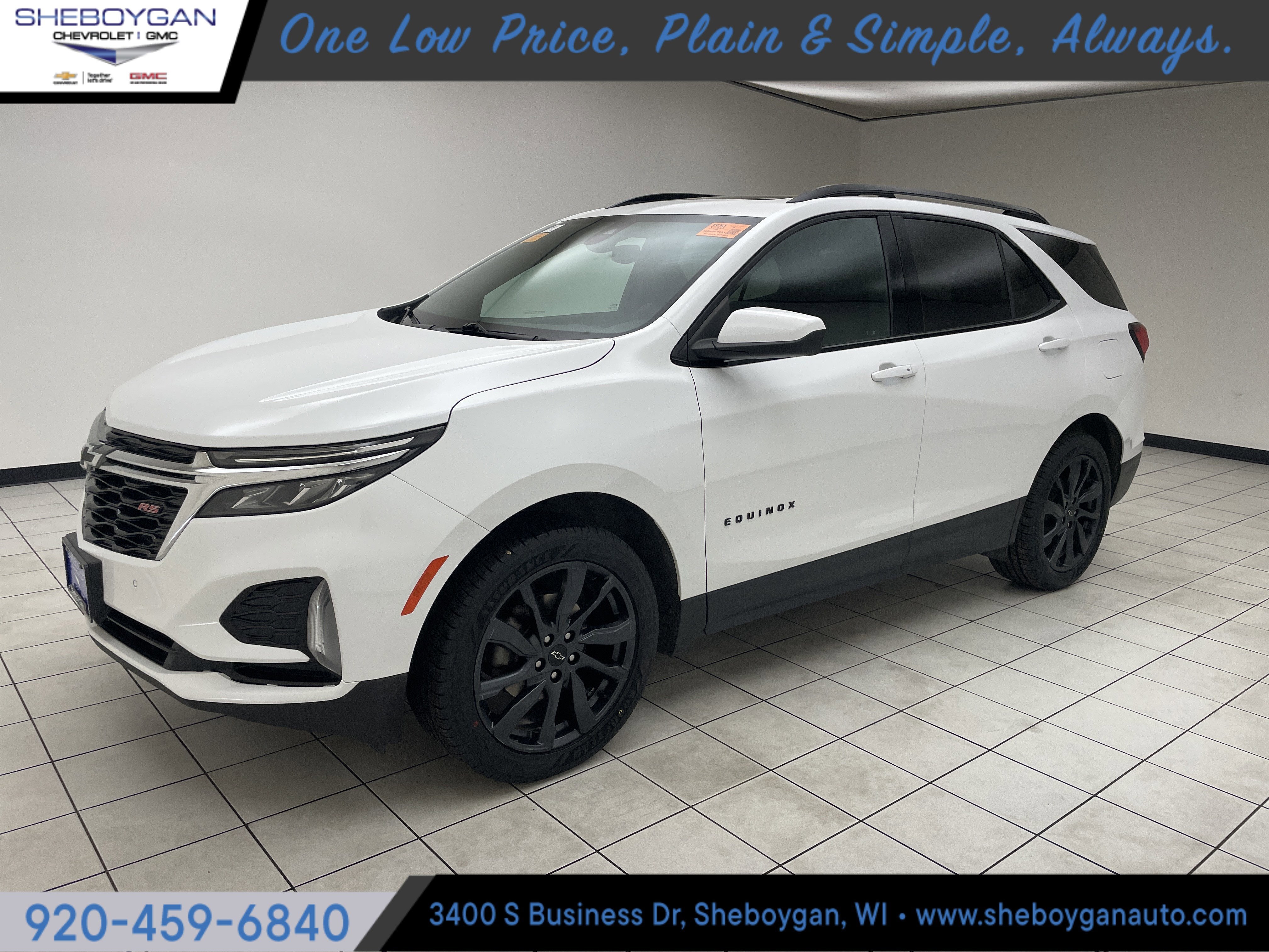 2022 Chevrolet Equinox RS in Summit White — front three-quarter view
