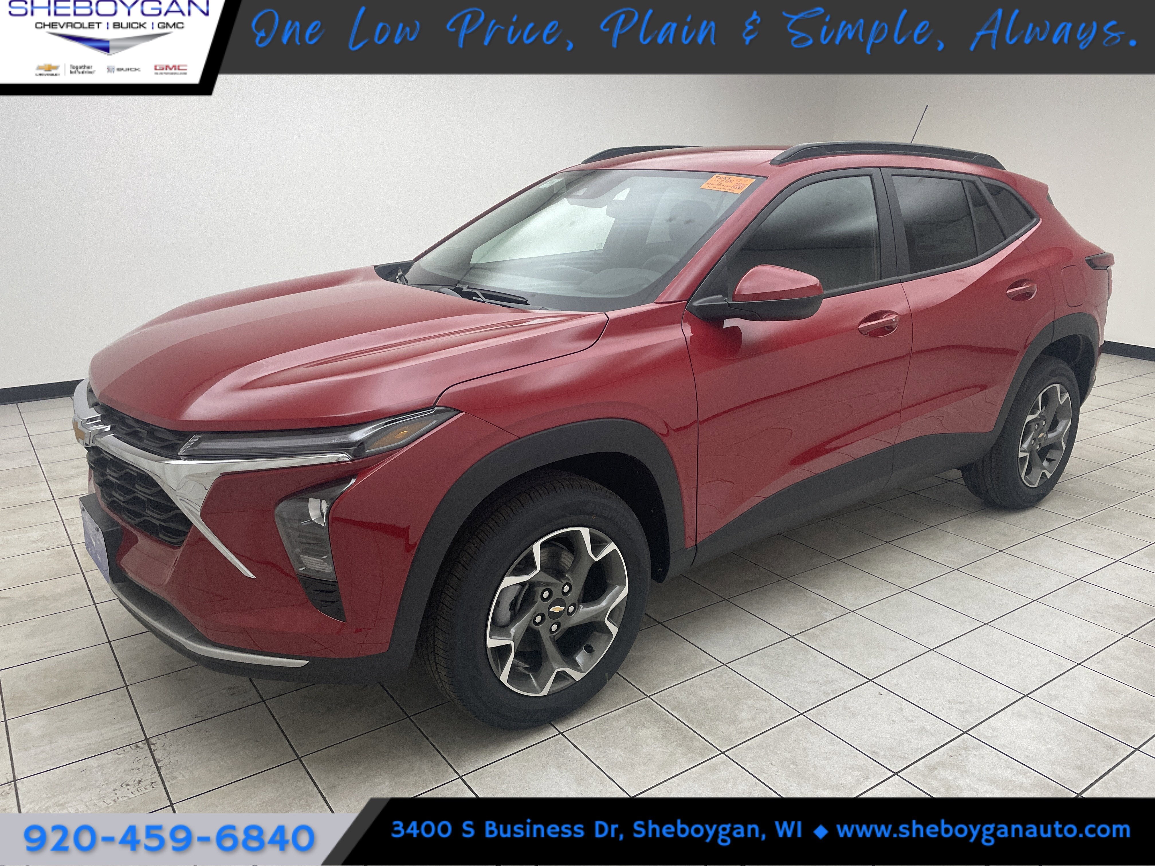 2026 Chevrolet Trax LT in Apex Red — front three-quarter view