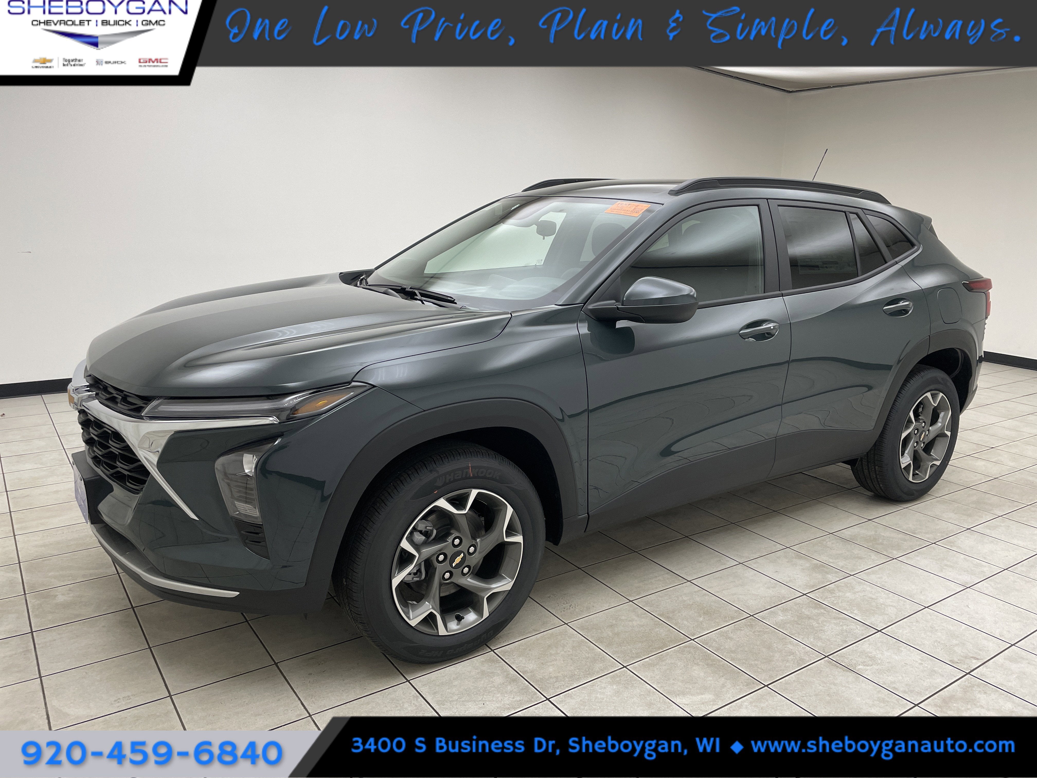 2026 Chevrolet Trax LT in Cypress Gray — front three-quarter view