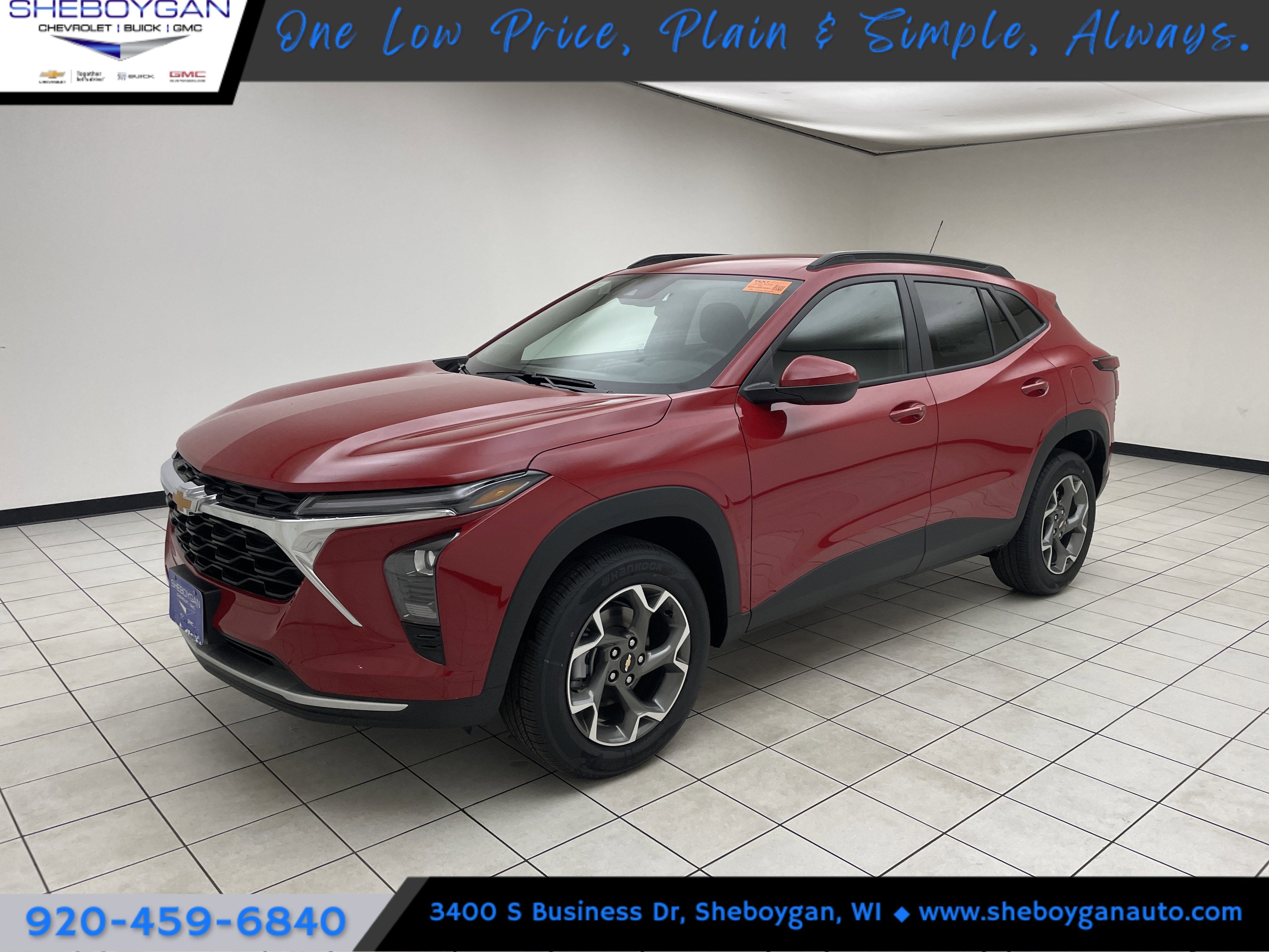 2026 Chevrolet Trax LT in Apex Red — front three-quarter view