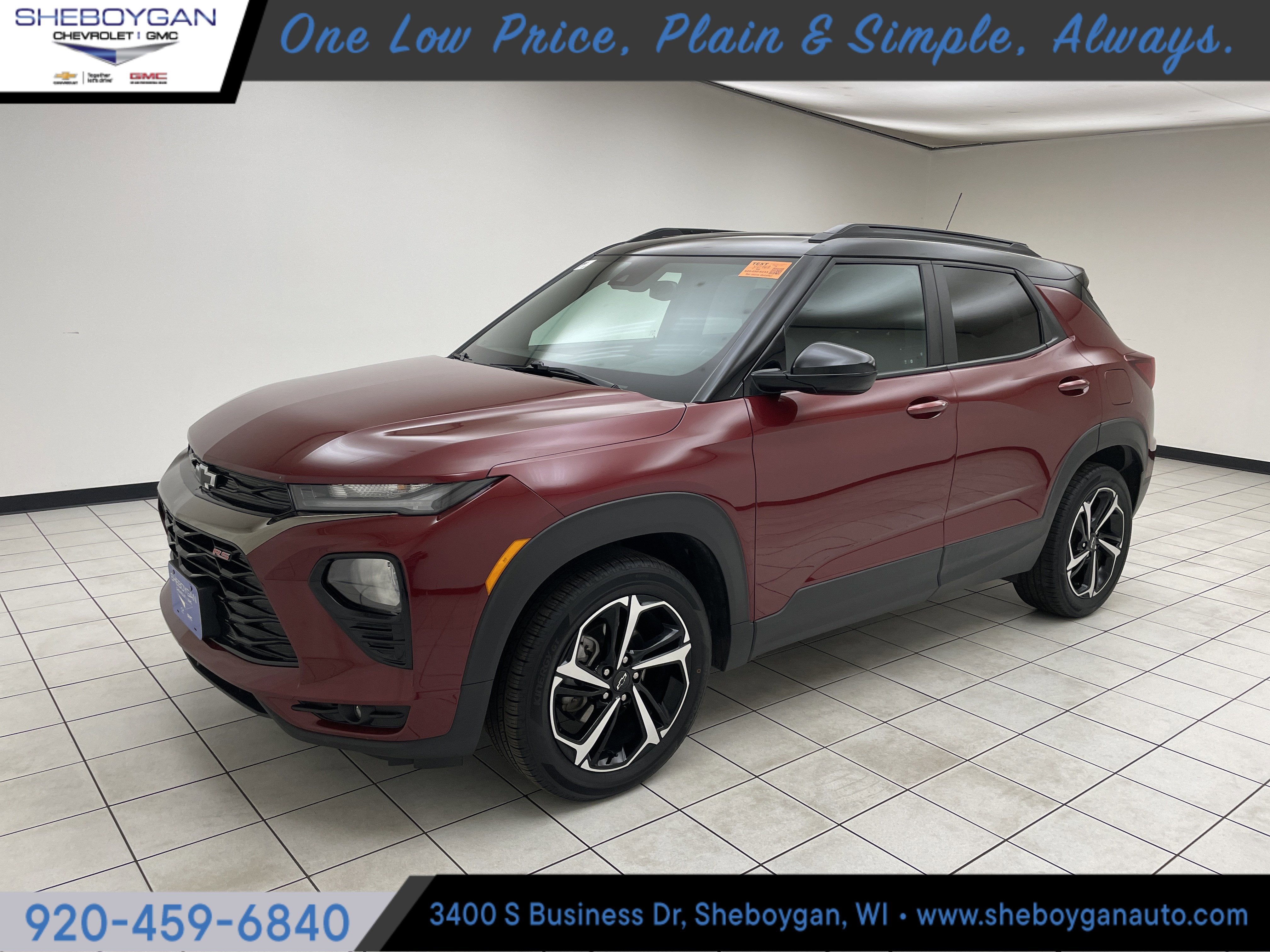 2023 Chevrolet Trailblazer RS in Crimson Metallic — front three-quarter view