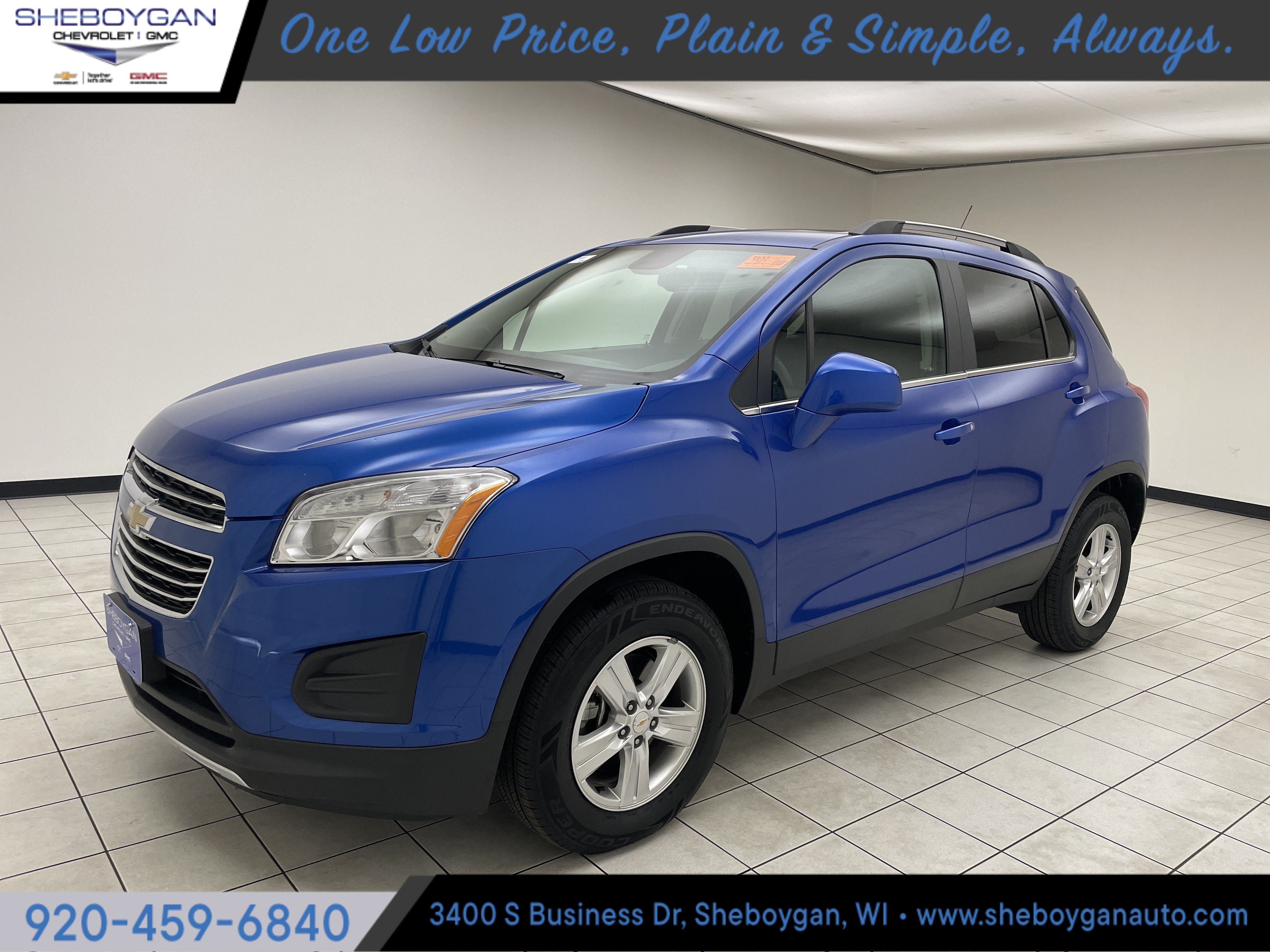 2016 Chevrolet Trax LT in Brilliant Blue Metallic — front three-quarter view